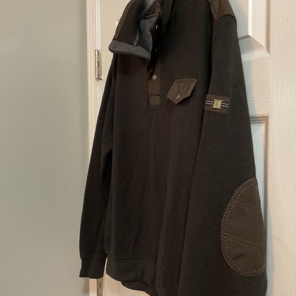 Men’s Bugatti 1/4 Zip Sweater, Chocolate Brown, Elbow and Shoulder Patches, XL - Picture 6 of 12